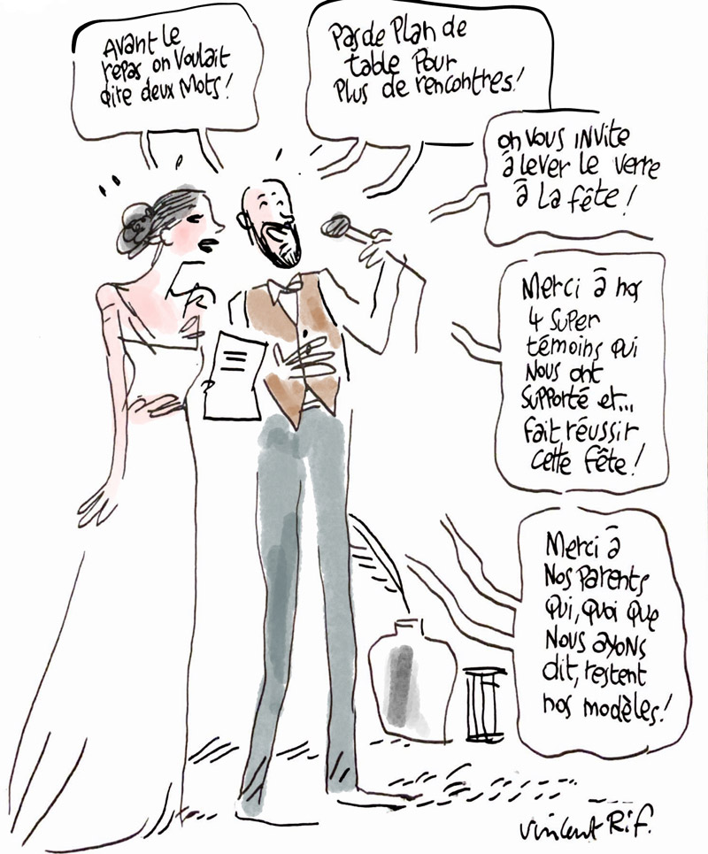Remerciement-dessinateur-de-mariage Remerciements en dessin aux invités et au dessinateur de mariages