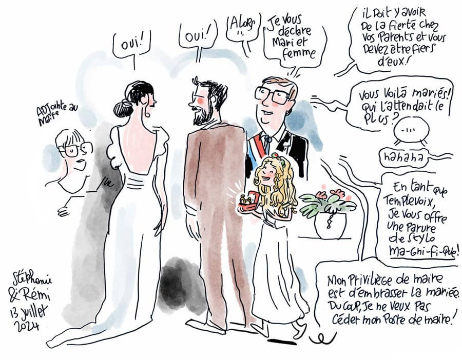 Oui-oui-dessinateur-de-mariages oui - échanges des voeux des mariés à templeuve - dessinateur de mariages