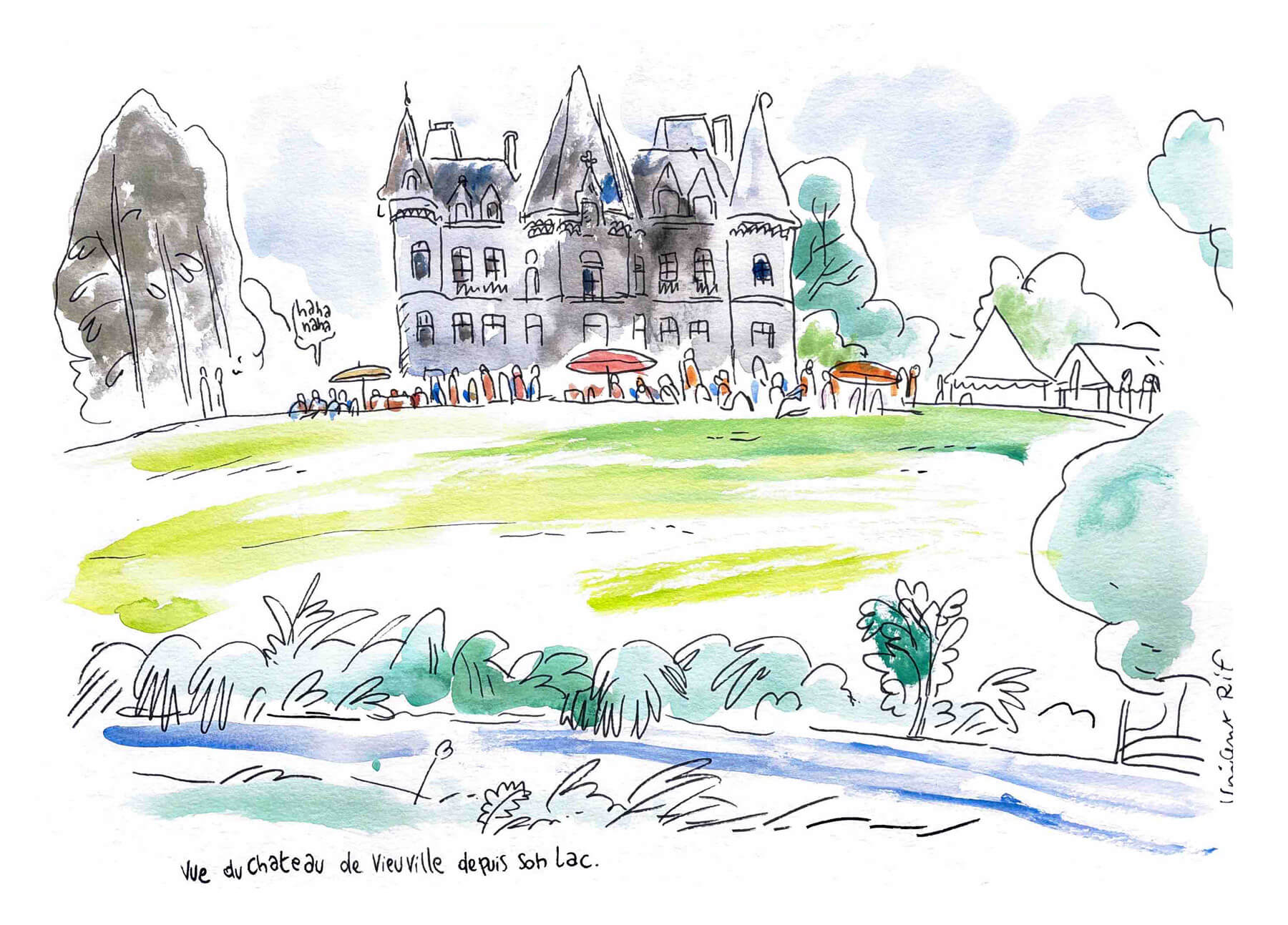 Marguerite_Valentin_dessins_mariage_11 Croquis d'invités d'un mariage au chateau Rasque
