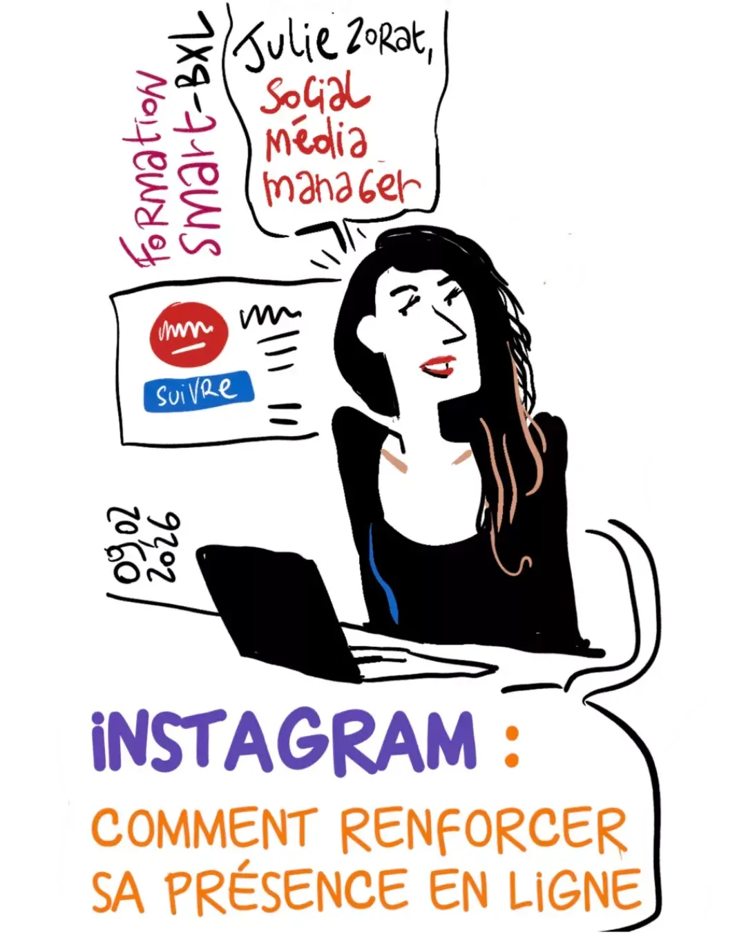 Julie-zorat-strategie-instagram1 Planche de facilitation graphique pour renforcer sa présence sur Instagram